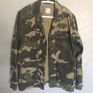 NWOT Cello camouflage over sized denim jacket